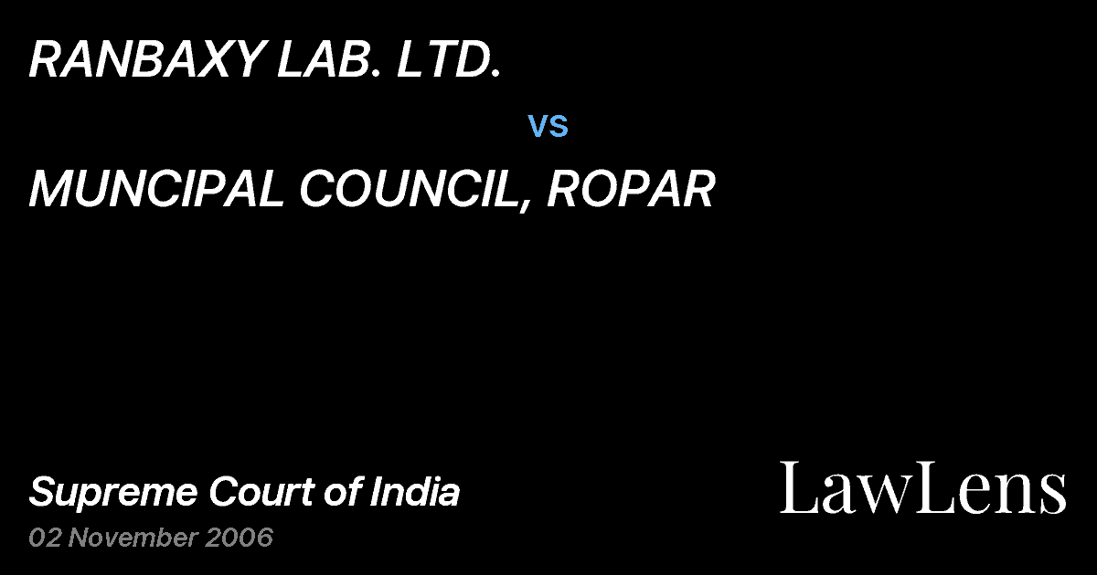 Preview image for RANBAXY LAB. LTD. vs. MUNCIPAL COUNCIL, ROPAR