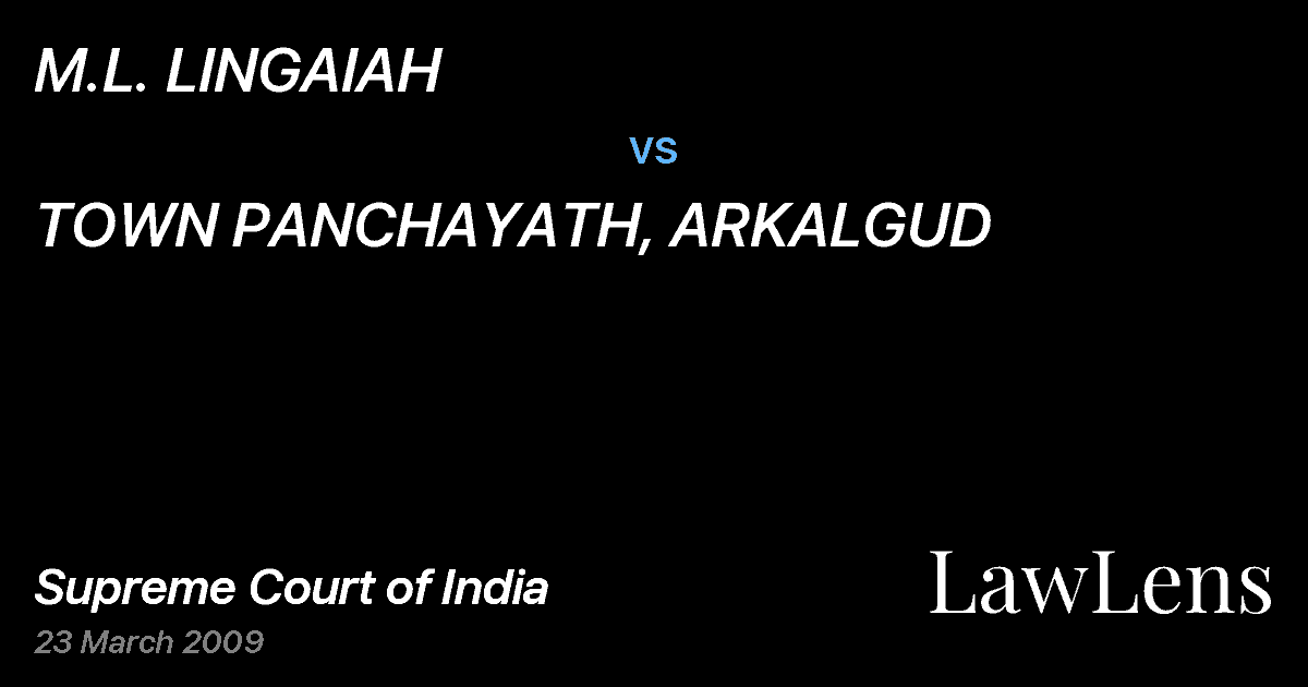 Preview image for M.L. LINGAIAH vs. TOWN PANCHAYATH, ARKALGUD