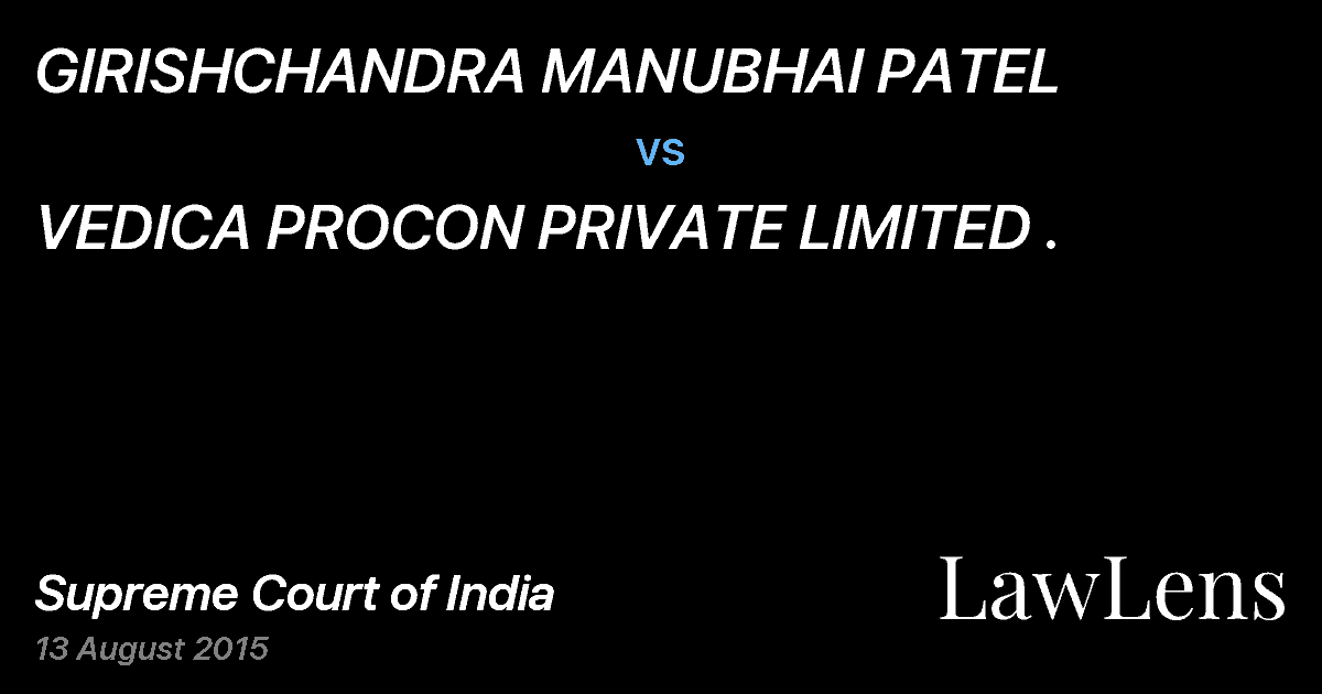 Preview image for GIRISHCHANDRA MANUBHAI PATEL vs. VEDICA PROCON PRIVATE LIMITED .