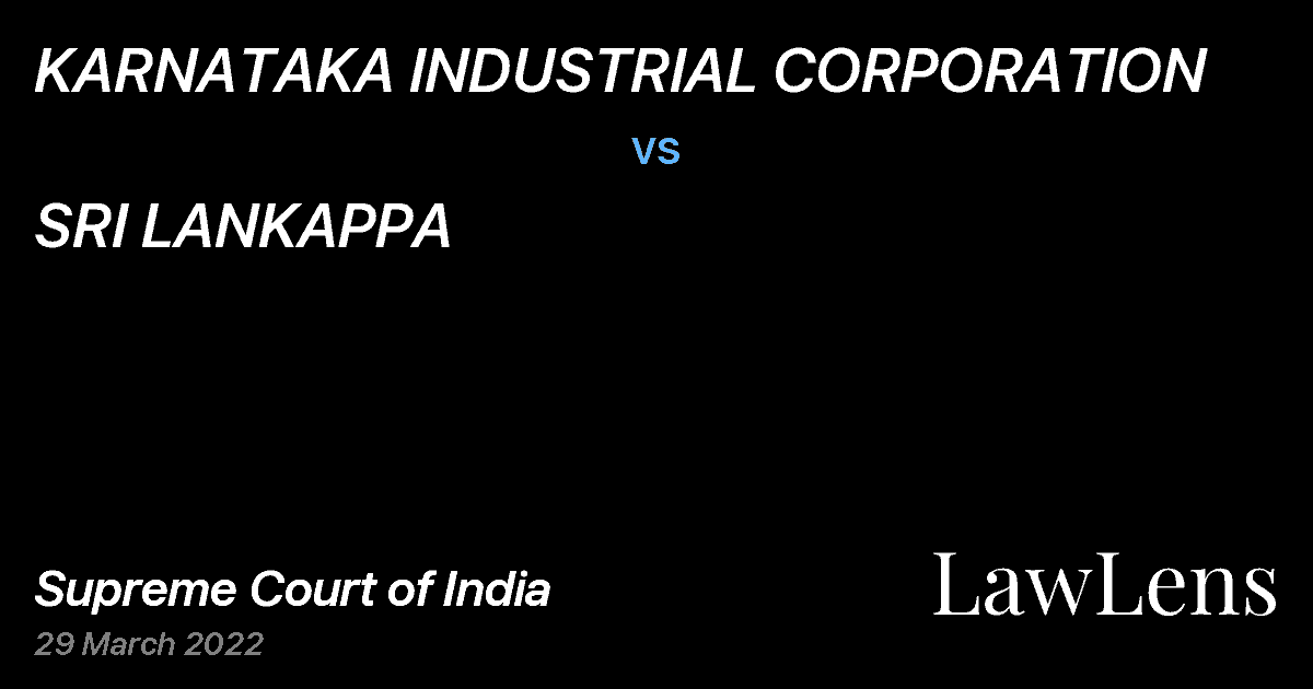 Preview image for KARNATAKA INDUSTRIAL CORPORATION vs. SRI LANKAPPA