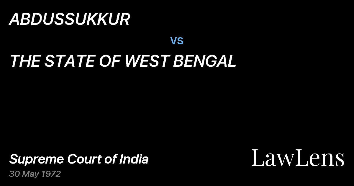 Preview image for ABDUSSUKKUR vs. THE STATE OF WEST BENGAL