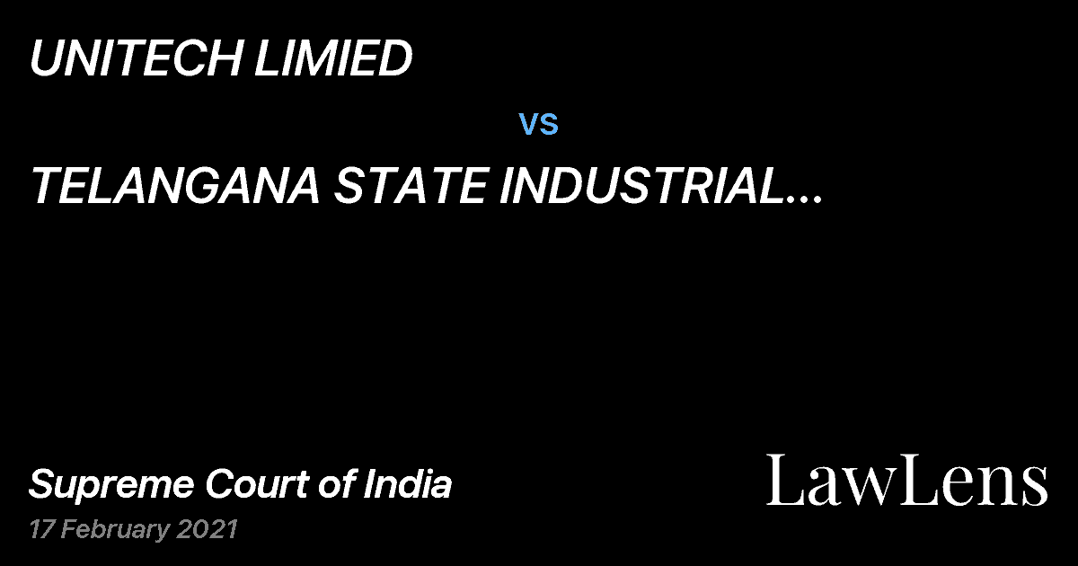 Preview image for UNITECH LIMIED vs. TELANGANA STATE INDUSTRIAL INFRASTRUCTURE CORPORATION (TSIIC)