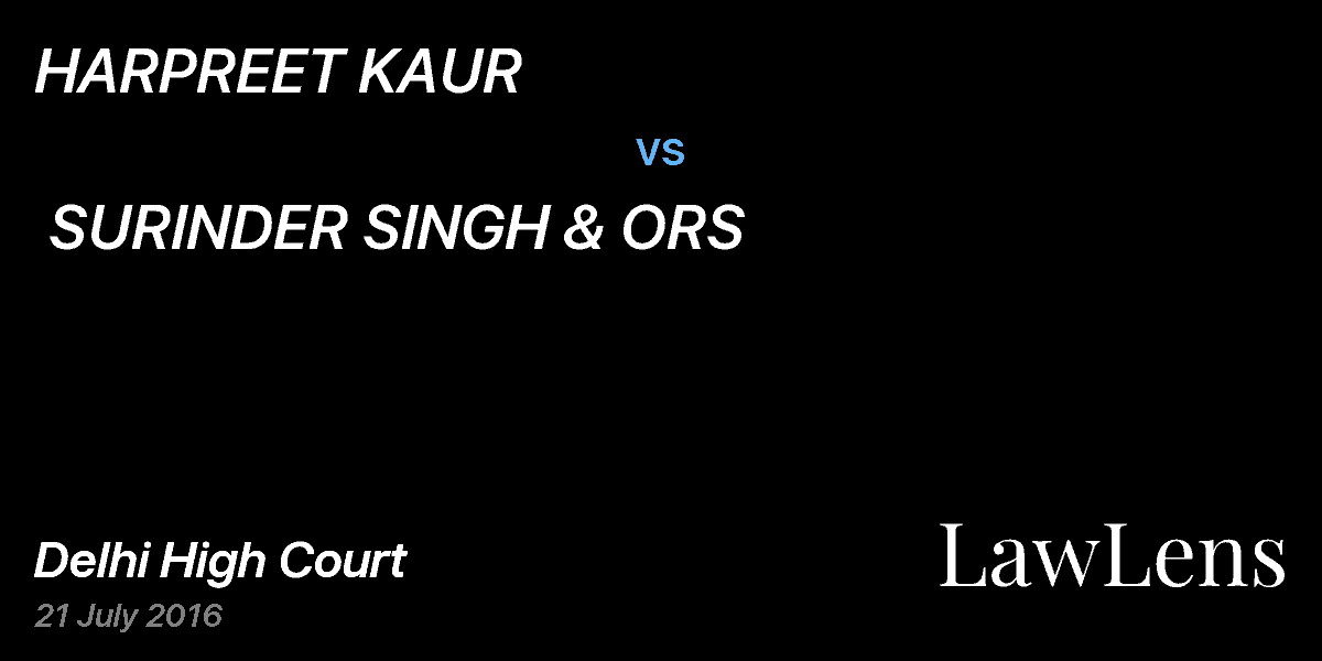 Preview image for HARPREET KAUR  vs.  SURINDER SINGH & ORS