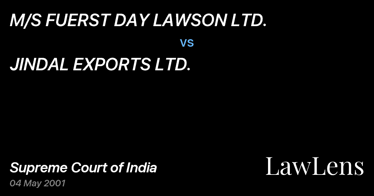 Preview image for M/S FUERST DAY LAWSON LTD. vs. JINDAL EXPORTS LTD.