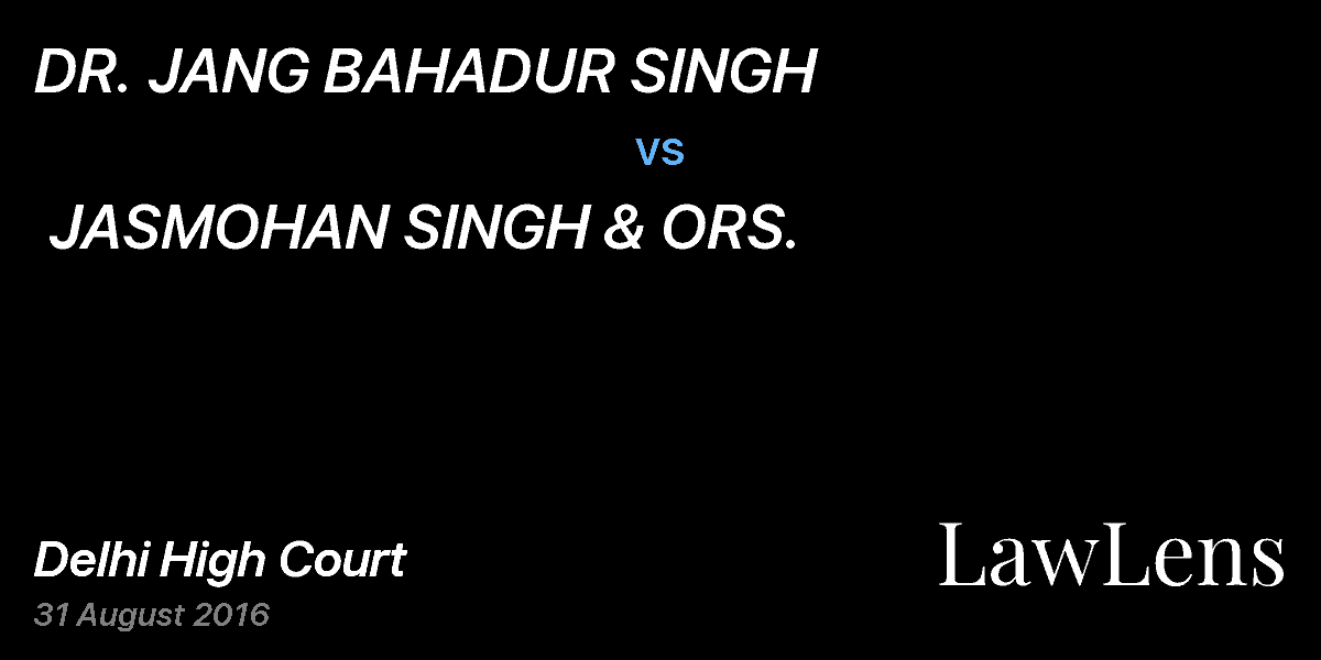 Preview image for DR. JANG BAHADUR SINGH  vs.  JASMOHAN SINGH & ORS.