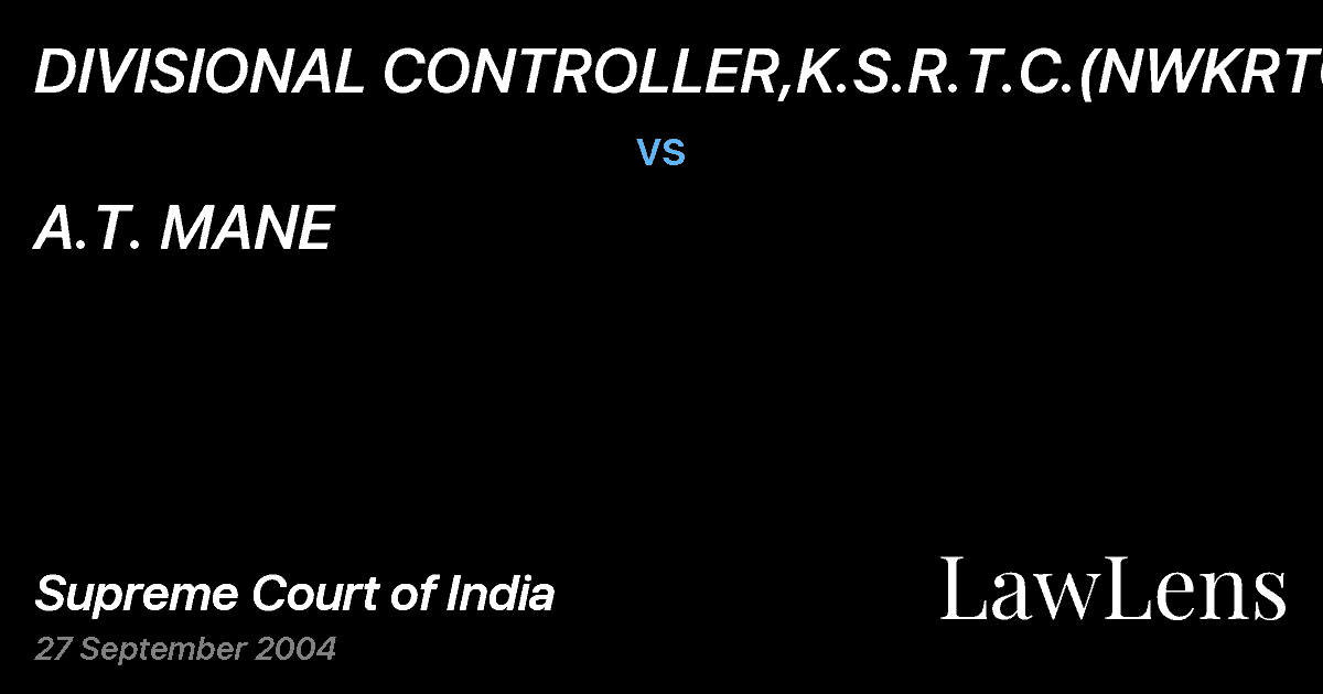 Preview image for DIVISIONAL CONTROLLER,K.S.R.T.C.(NWKRTC) vs. A.T. MANE