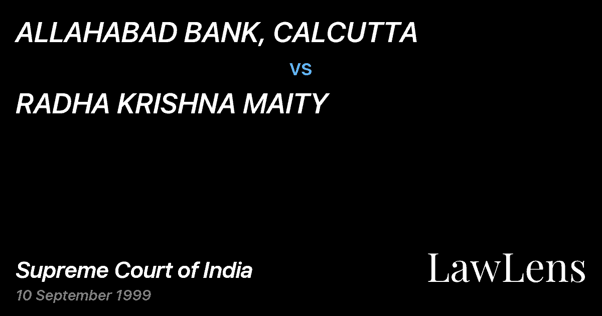 Preview image for ALLAHABAD BANK, CALCUTTA vs. RADHA KRISHNA MAITY