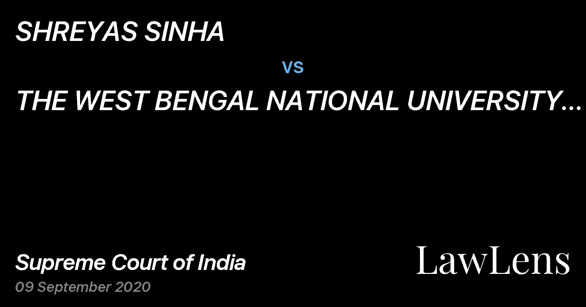 Preview image for SHREYAS SINHA vs. THE WEST BENGAL NATIONAL UNIVERSITY OF JURIDICAL SCIENCES