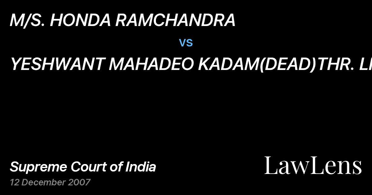 Preview image for M/S. HONDA RAMCHANDRA vs. YESHWANT MAHADEO KADAM(DEAD)THR. LRS.