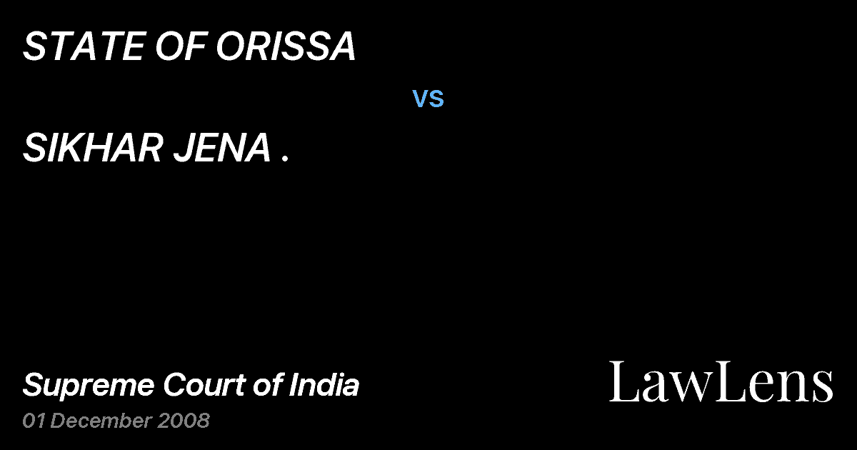 Preview image for STATE OF ORISSA vs. SIKHAR JENA .