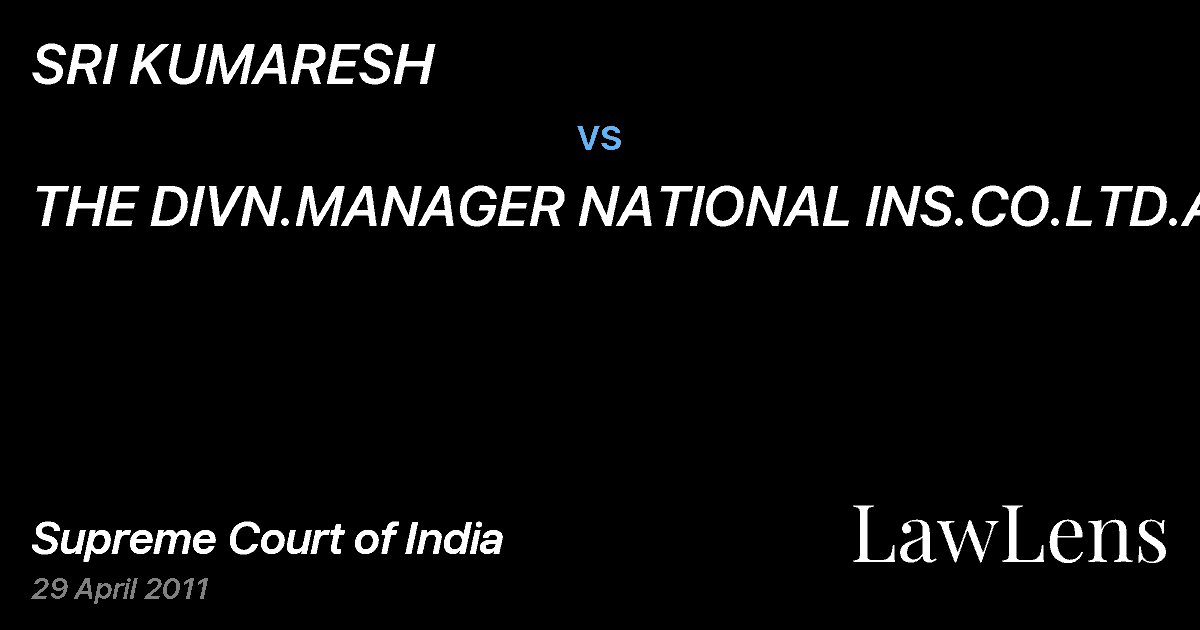 Preview image for SRI KUMARESH vs. THE DIVN.MANAGER NATIONAL INS.CO.LTD.ANR