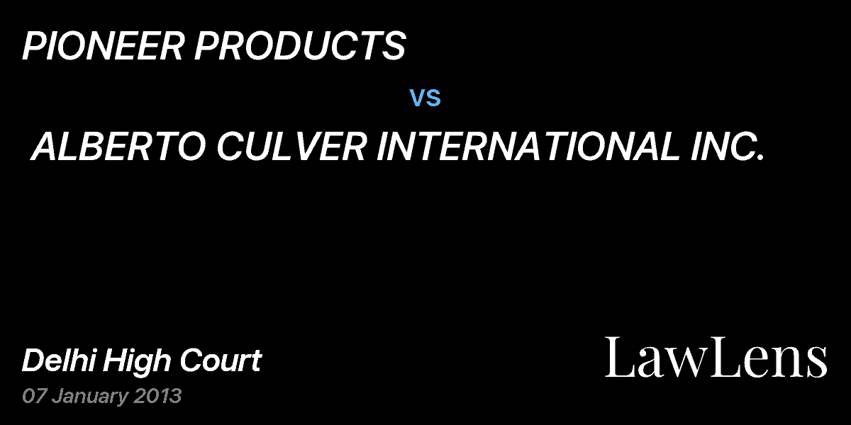 Preview image for PIONEER PRODUCTS vs. ALBERTO CULVER INTERNATIONAL INC.