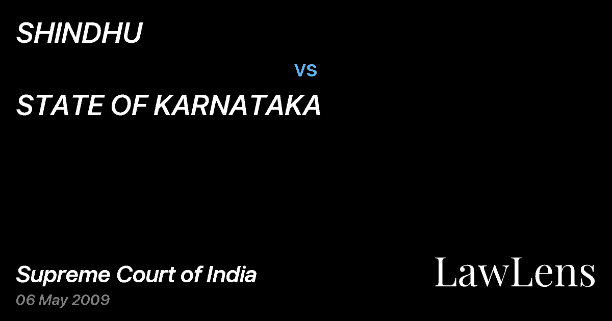 Preview image for SHINDHU vs. STATE OF KARNATAKA