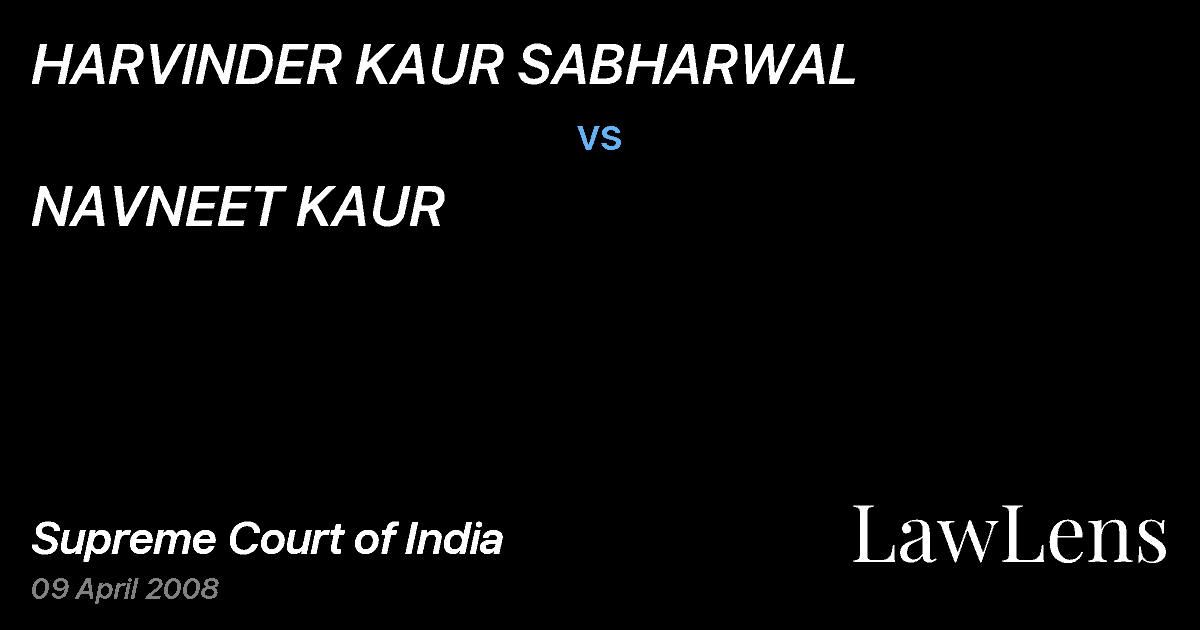 Preview image for HARVINDER KAUR SABHARWAL vs. NAVNEET KAUR