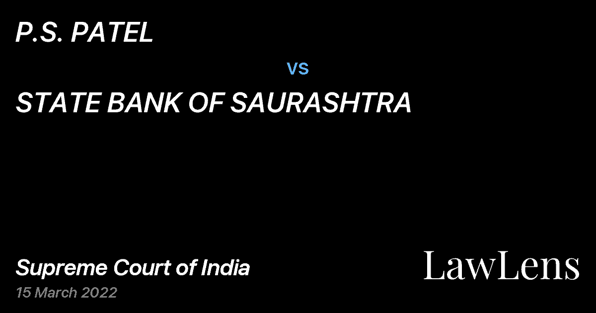Preview image for P.S. PATEL vs. STATE BANK OF SAURASHTRA