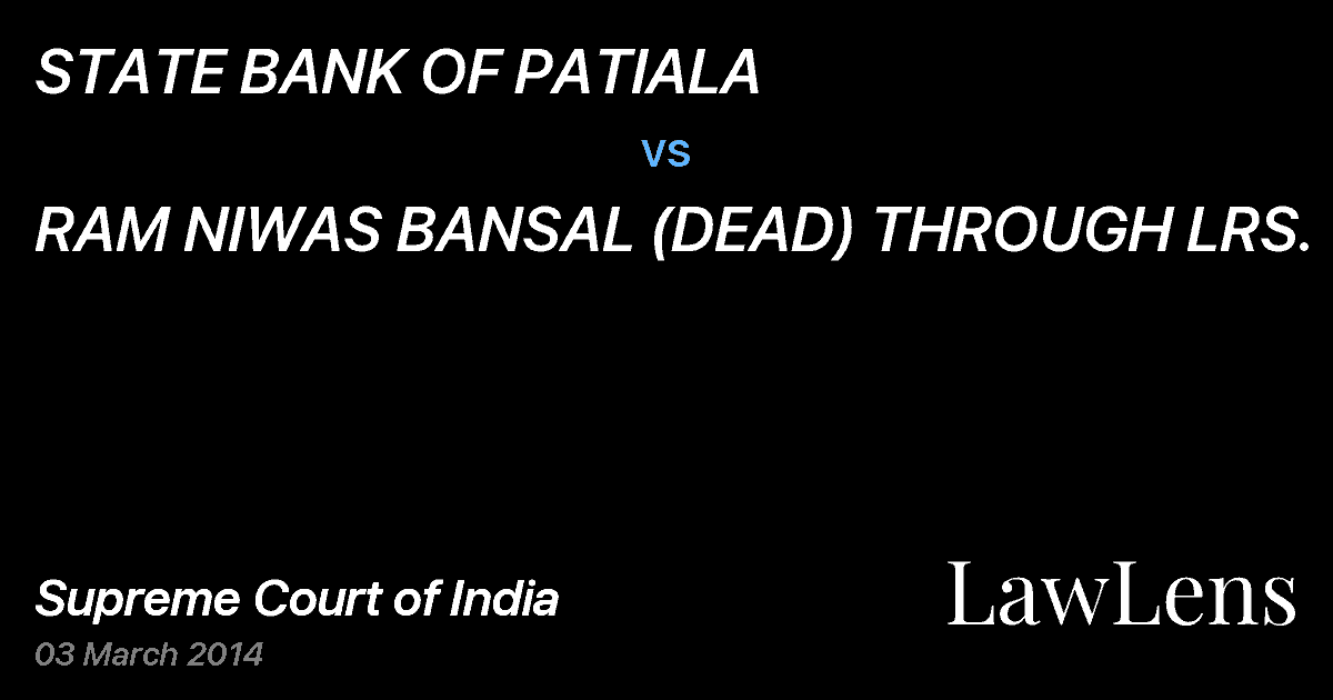 Preview image for STATE BANK OF PATIALA vs. RAM NIWAS BANSAL (DEAD) THROUGH LRS.
