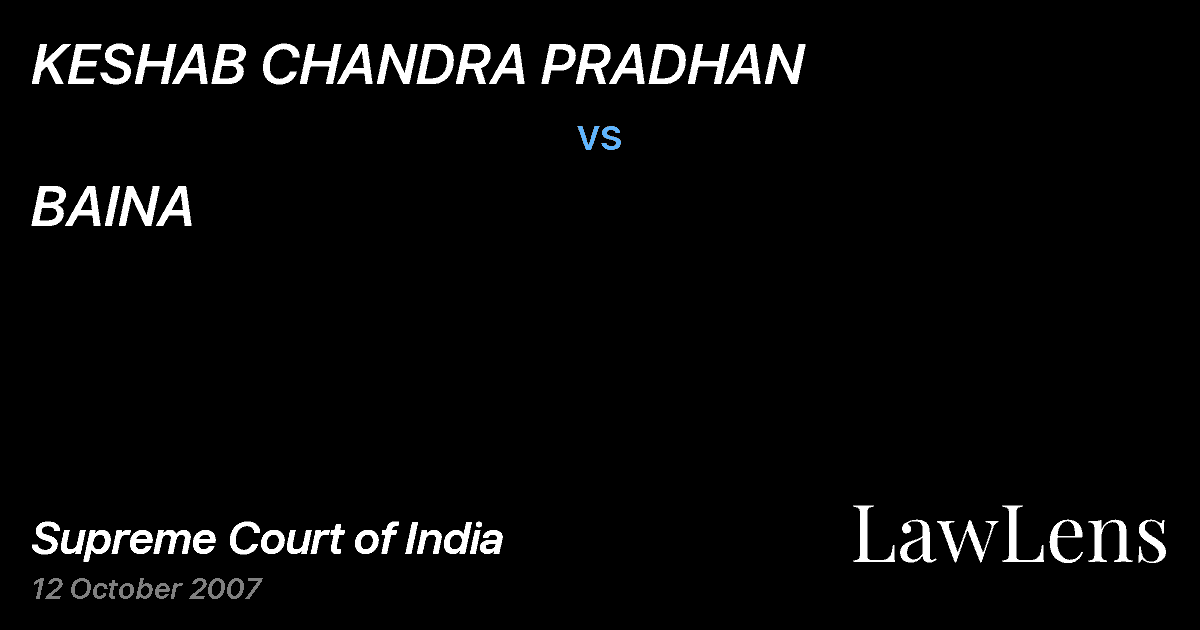 Preview image for KESHAB CHANDRA PRADHAN vs. BAINA