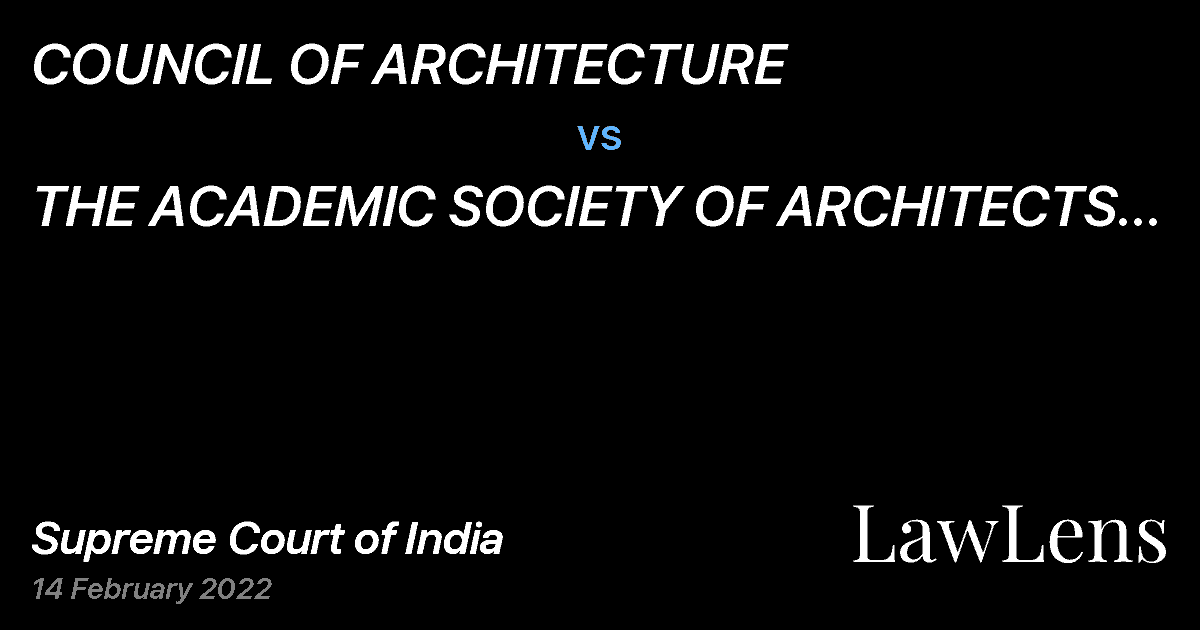 Preview image for COUNCIL OF ARCHITECTURE vs. THE ACADEMIC SOCIETY OF ARCHITECTS (TASA)