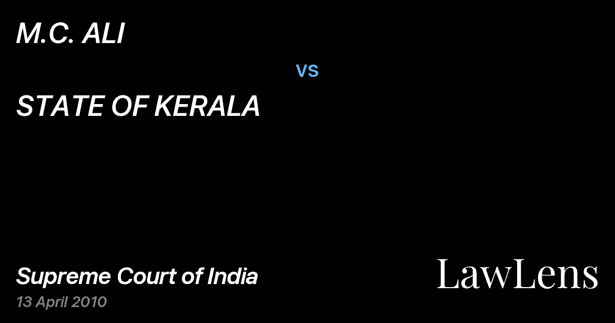 Preview image for M.C. ALI vs. STATE OF KERALA