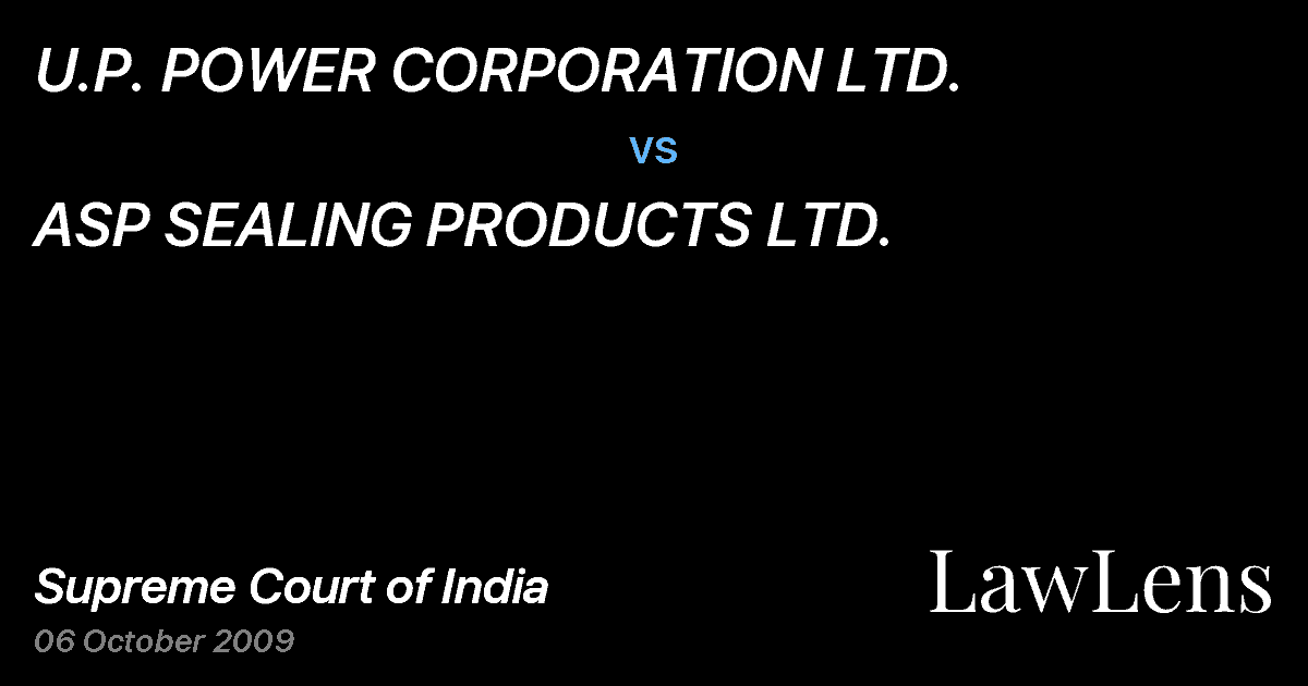 Preview image for U.P. POWER CORPORATION LTD. vs. ASP SEALING PRODUCTS LTD.