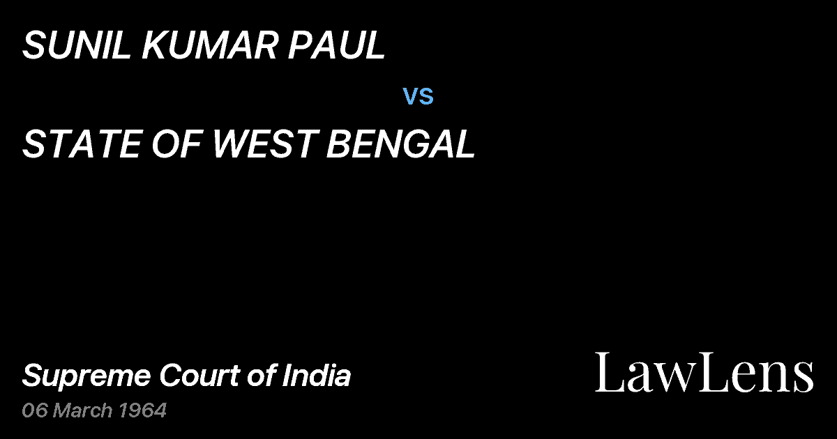 Preview image for SUNIL KUMAR PAUL vs. STATE OF WEST BENGAL