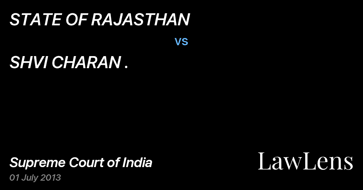 Preview image for STATE OF RAJASTHAN vs. SHVI CHARAN .