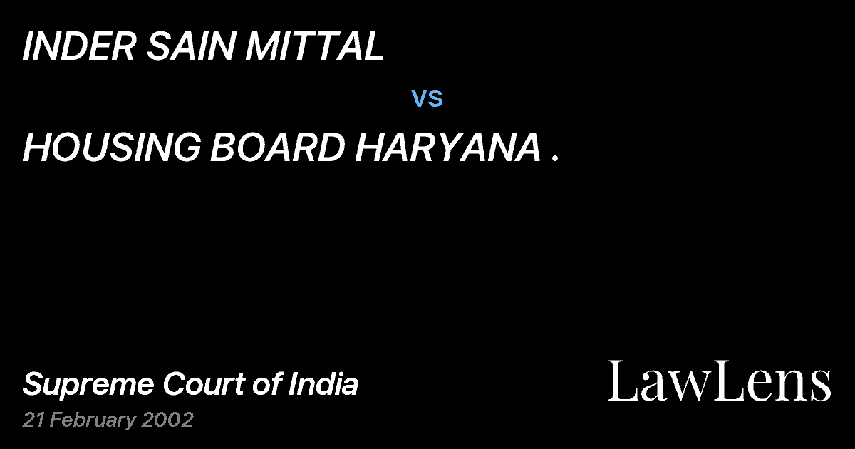 Preview image for INDER SAIN MITTAL vs. HOUSING BOARD HARYANA .