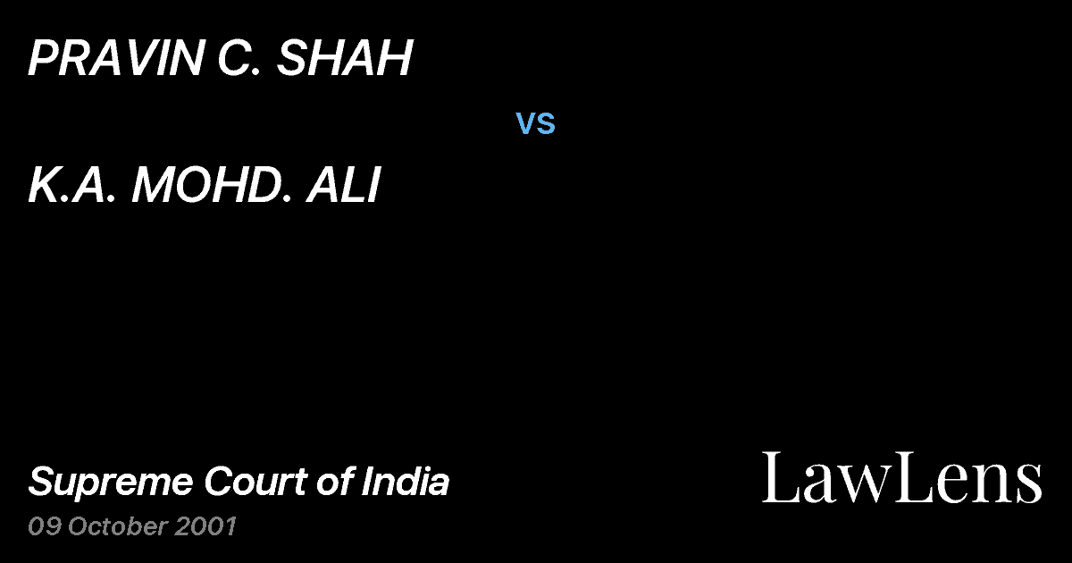 Preview image for PRAVIN C. SHAH vs. K.A. MOHD. ALI