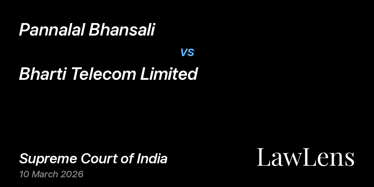 Preview image for Pannalal Bhansali vs. Bharti Telecom Limited