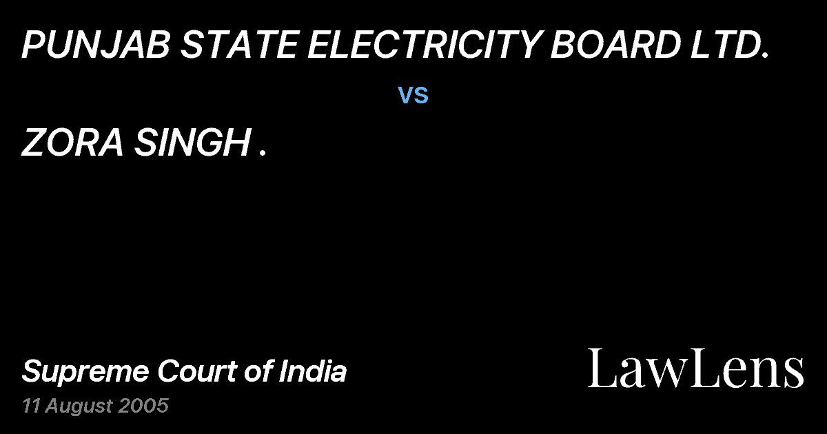Preview image for PUNJAB STATE ELECTRICITY BOARD LTD. vs. ZORA SINGH .