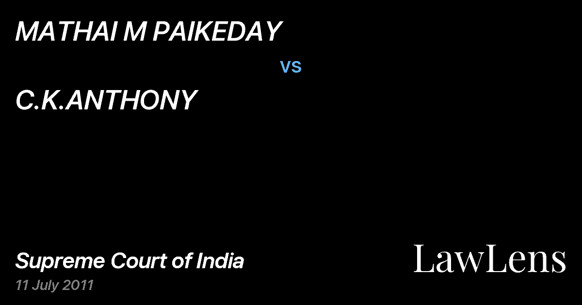 Preview image for MATHAI M PAIKEDAY vs. C.K.ANTHONY