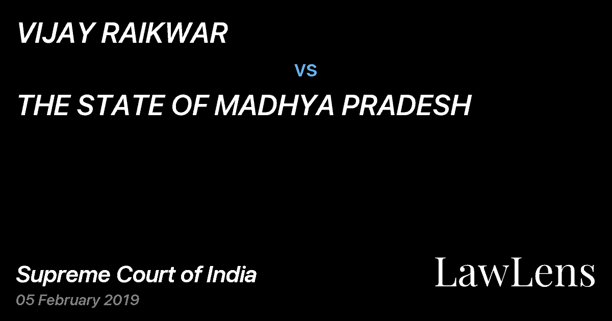 Preview image for VIJAY RAIKWAR vs. THE STATE OF MADHYA PRADESH