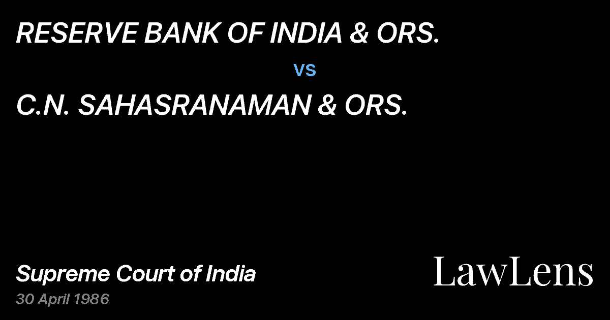 Preview image for RESERVE BANK OF INDIA & ORS. vs. C.N. SAHASRANAMAN & ORS.
