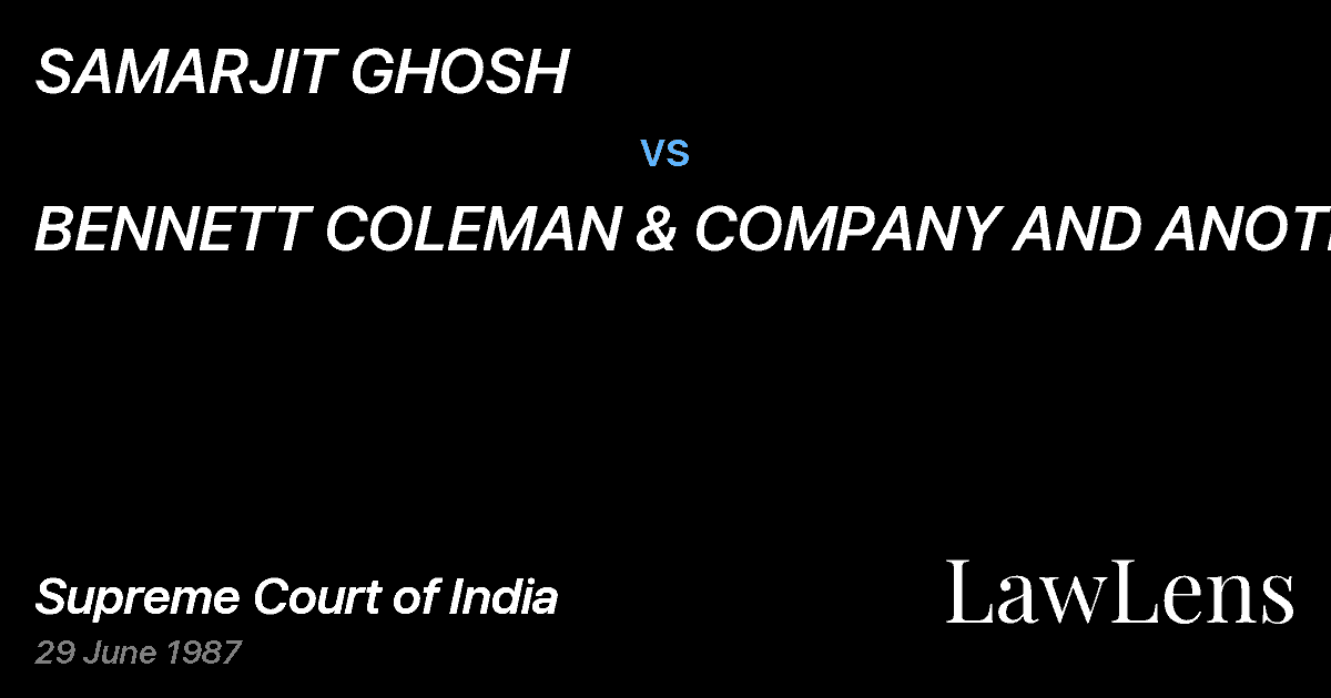 Preview image for SAMARJIT GHOSH vs. BENNETT COLEMAN & COMPANY AND ANOTHER
