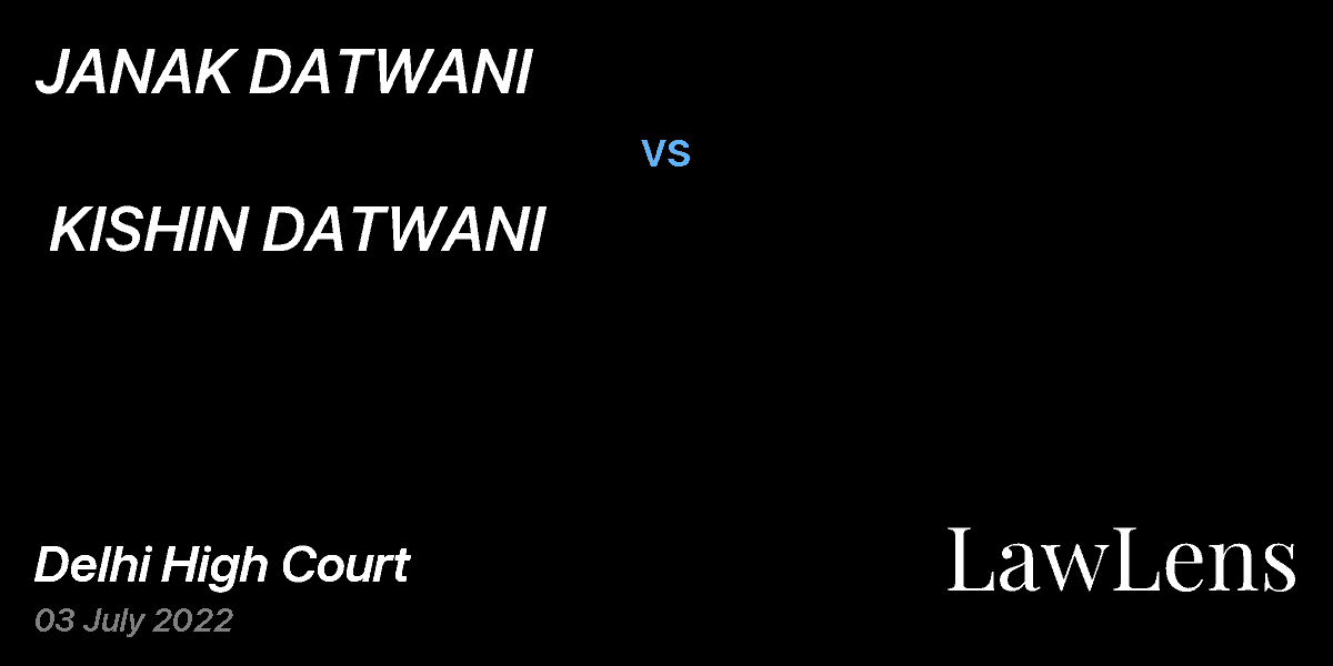 Preview image for JANAK DATWANI  vs.  KISHIN DATWANI