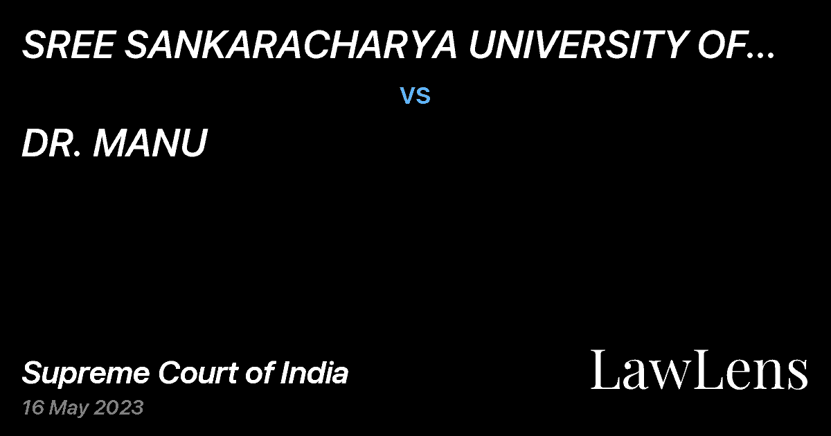 Preview image for SREE SANKARACHARYA UNIVERSITY OF SANSKRIT vs. DR. MANU