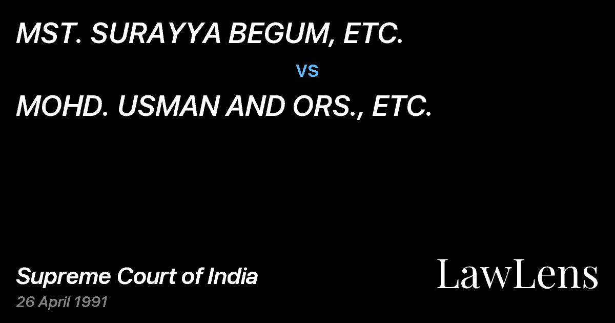 Preview image for MST. SURAYYA BEGUM, ETC. vs. MOHD. USMAN AND ORS., ETC.