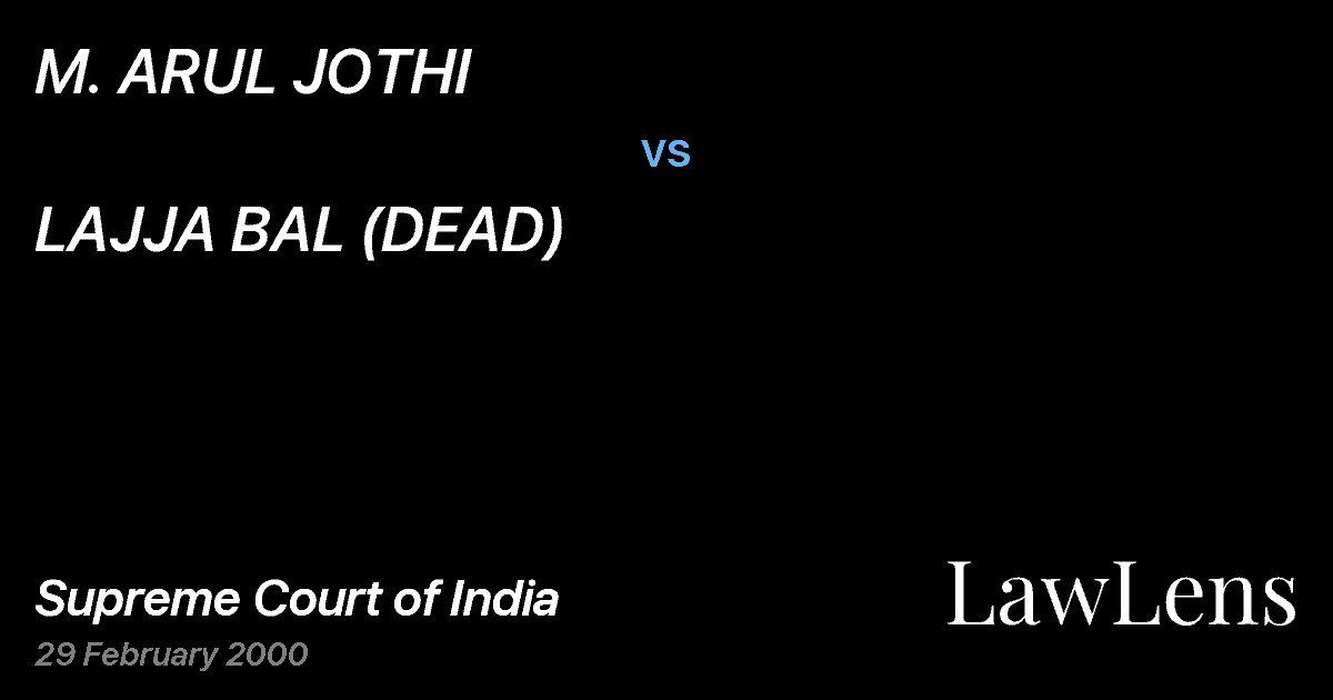 Preview image for M. ARUL JOTHI vs. LAJJA BAL (DEAD)