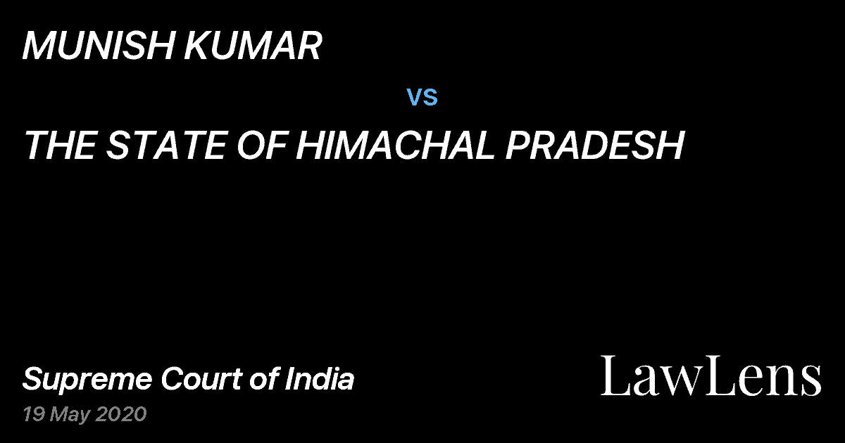 Preview image for MUNISH KUMAR vs. THE STATE OF HIMACHAL PRADESH