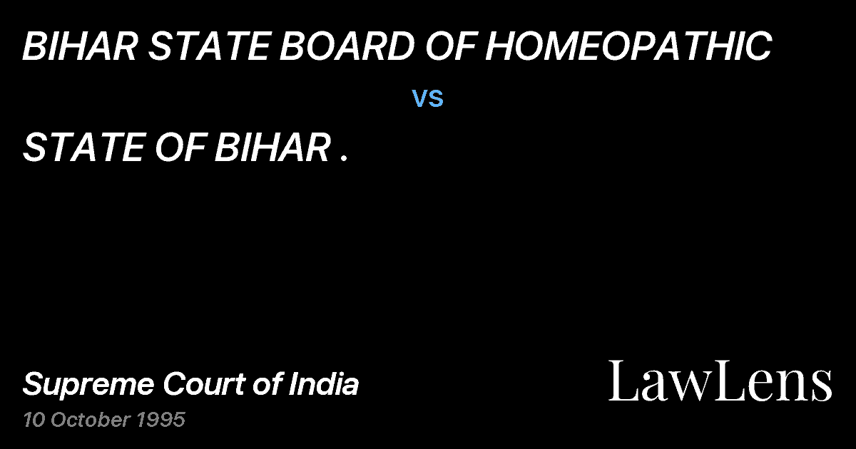 Preview image for BIHAR STATE BOARD OF HOMEOPATHIC vs. STATE OF BIHAR .
