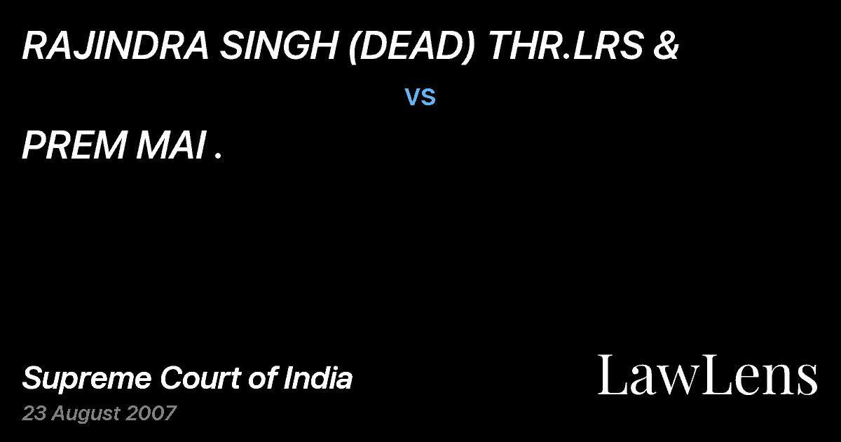 Preview image for RAJINDRA SINGH (DEAD) THR.LRS & vs. PREM MAI .