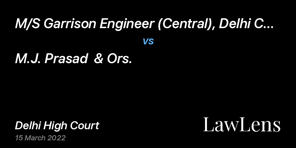 Preview image for M/S Garrison Engineer (Central), Delhi Cantt vs. M.J. Prasad  & Ors.