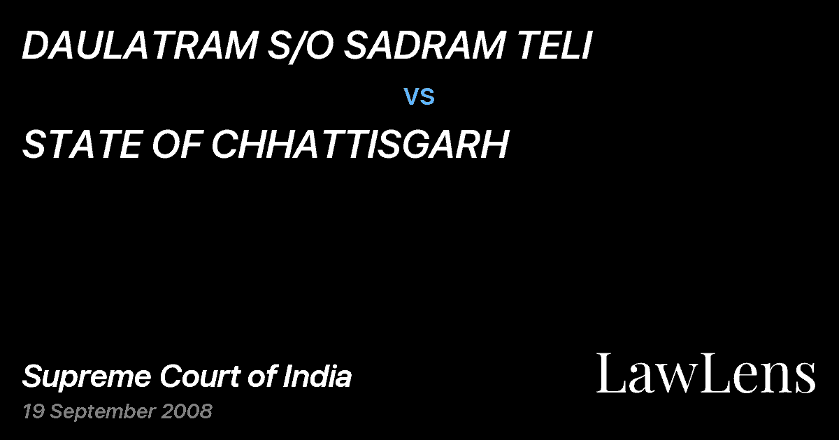 Preview image for DAULATRAM S/O SADRAM TELI vs. STATE OF CHHATTISGARH