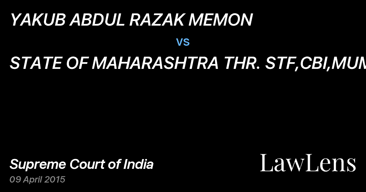 Preview image for YAKUB ABDUL RAZAK MEMON vs. STATE OF MAHARASHTRA THR. STF,CBI,MUMBAI