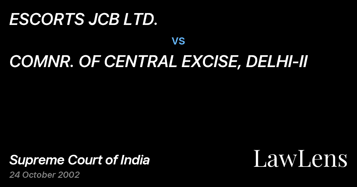 Preview image for ESCORTS JCB LTD. vs. COMNR. OF CENTRAL EXCISE, DELHI-II