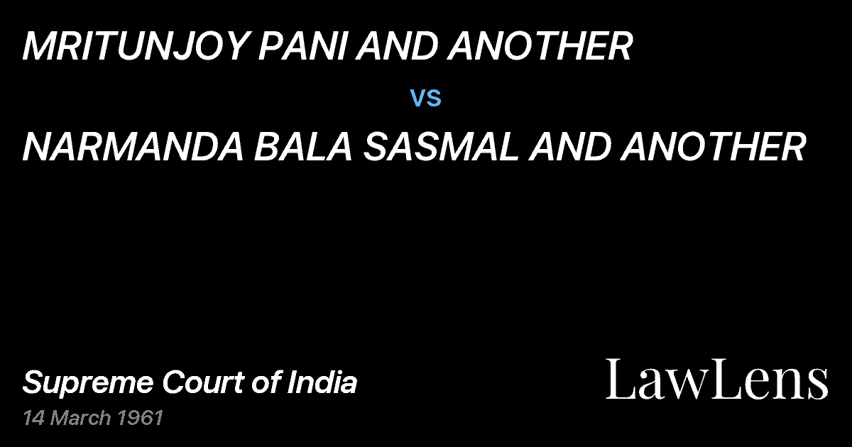 Preview image for MRITUNJOY PANI AND ANOTHER vs. NARMANDA BALA SASMAL AND ANOTHER