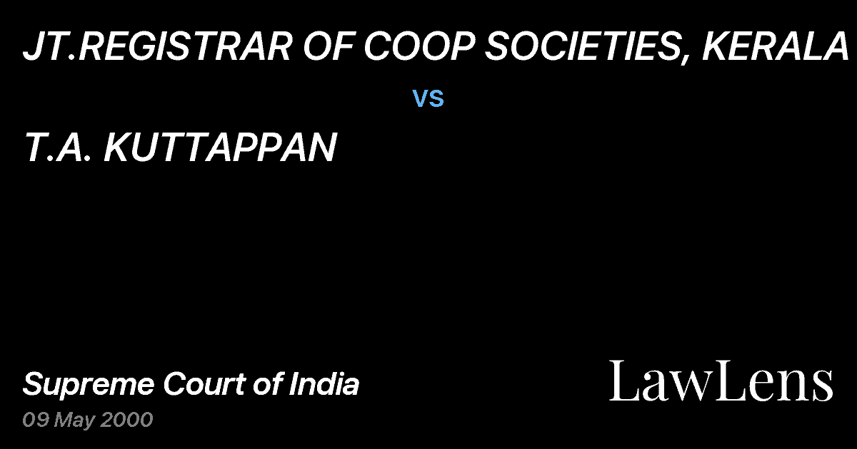 Preview image for JT.REGISTRAR OF COOP SOCIETIES, KERALA vs. T.A. KUTTAPPAN