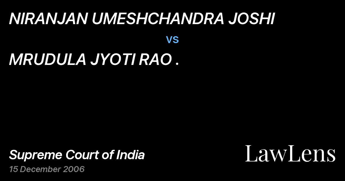 Preview image for NIRANJAN UMESHCHANDRA JOSHI vs. MRUDULA JYOTI RAO .