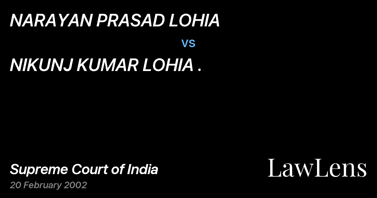 Preview image for NARAYAN PRASAD LOHIA vs. NIKUNJ KUMAR LOHIA .