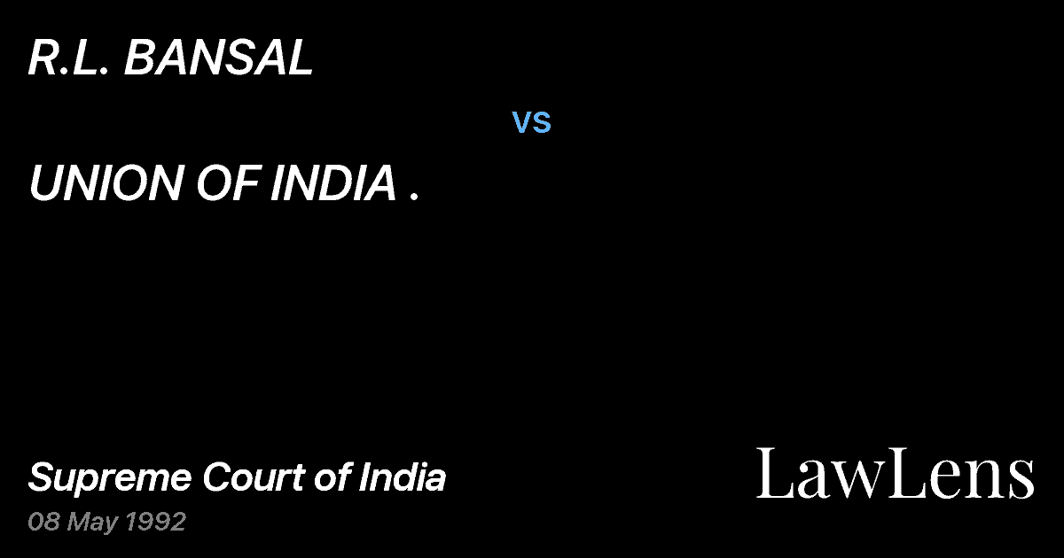 Preview image for R.L. BANSAL vs. UNION OF INDIA .